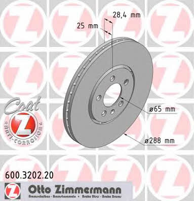 Otto Zimmermann 600.3202.20 Wentylowana przednia tarcza hamulcowa 600320220: Dobra cena w Polsce na 2407.PL - Kup Teraz!