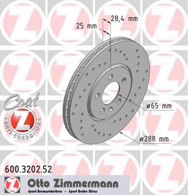 Otto Zimmermann 600.3202.52 Front brake disc ventilated 600320252: Buy near me in Poland at 2407.PL - Good price!