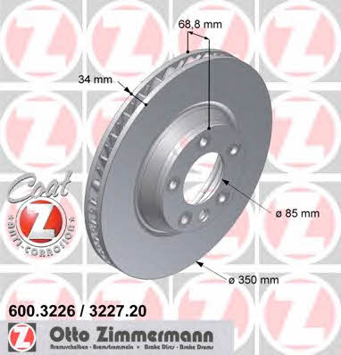 Otto Zimmermann 600.3226.20 Front brake disc ventilated 600322620: Buy near me at 2407.PL in Poland at an Affordable price!