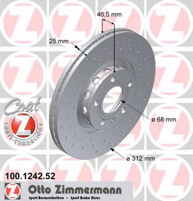 Otto Zimmermann 100.1242.52 Front brake disc ventilated 100124252: Buy near me in Poland at 2407.PL - Good price!