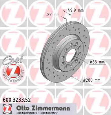 Otto Zimmermann 600.3233.52 Front brake disc ventilated 600323352: Buy near me in Poland at 2407.PL - Good price!