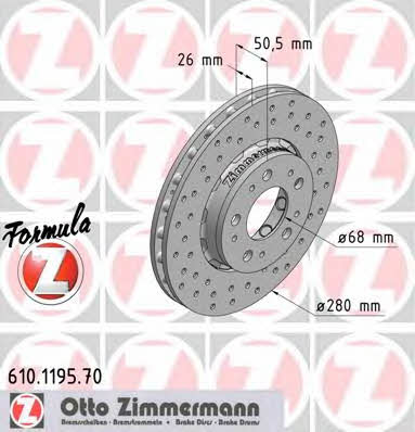 Otto Zimmermann 610.1195.70 Тормозной диск передний вентилируемый 610119570: Отличная цена - Купить в Польше на 2407.PL!