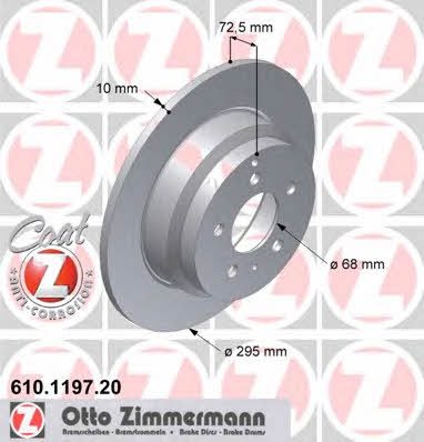 Otto Zimmermann 610.1197.20 Rear brake disc, non-ventilated 610119720: Buy near me in Poland at 2407.PL - Good price!