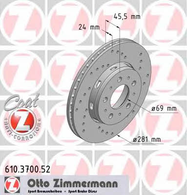 Otto Zimmermann 610.3700.52 Front brake disc ventilated 610370052: Buy near me in Poland at 2407.PL - Good price!