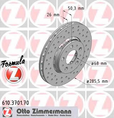 Otto Zimmermann 610.3701.70 Тормозной диск передний вентилируемый 610370170: Отличная цена - Купить в Польше на 2407.PL!
