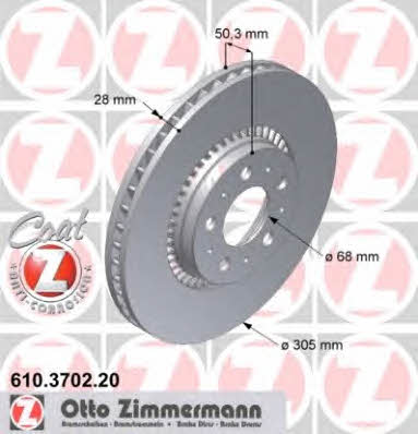 Otto Zimmermann 610.3702.20 Brake disc 610370220: Buy near me in Poland at 2407.PL - Good price!