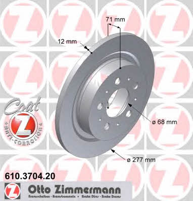 Otto Zimmermann 610.3704.20 Rear brake disc, non-ventilated 610370420: Buy near me in Poland at 2407.PL - Good price!