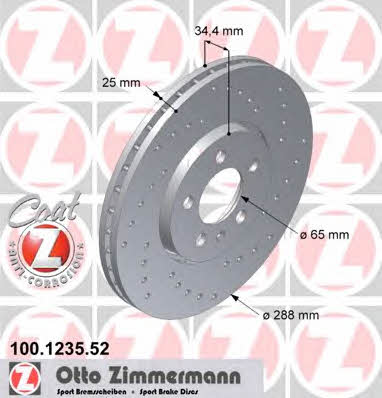 Otto Zimmermann 100.1247.52 Front brake disc ventilated 100124752: Buy near me in Poland at 2407.PL - Good price!