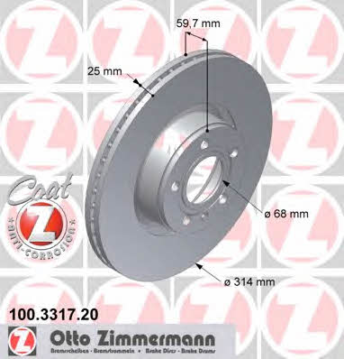 Otto Zimmermann 100.3317.20 Тормозной диск передний вентилируемый 100331720: Купить в Польше - Отличная цена на 2407.PL!