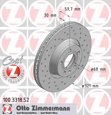Otto Zimmermann 100.3318.52 Wentylowana przednia tarcza hamulcowa 100331852: Dobra cena w Polsce na 2407.PL - Kup Teraz!