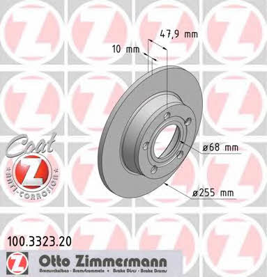 Otto Zimmermann 100.3323.20 Тормозной диск задний невентилируемый 100332320: Отличная цена - Купить в Польше на 2407.PL!