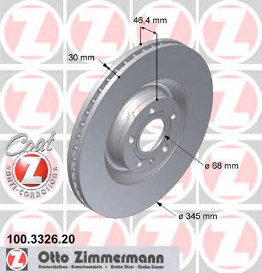 Otto Zimmermann 100.3326.20 Front brake disc ventilated 100332620: Buy near me in Poland at 2407.PL - Good price!