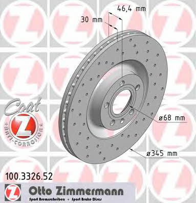 Otto Zimmermann 100.3326.52 Front brake disc ventilated 100332652: Buy near me in Poland at 2407.PL - Good price!