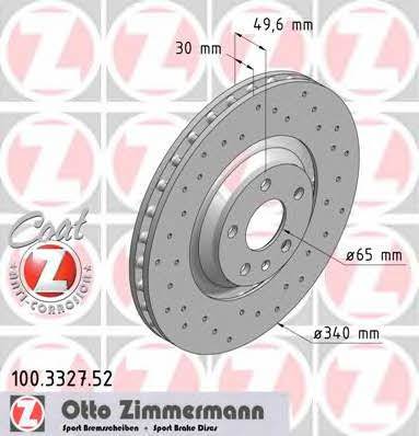 Otto Zimmermann 100.3327.52 Front brake disc ventilated 100332752: Buy near me in Poland at 2407.PL - Good price!