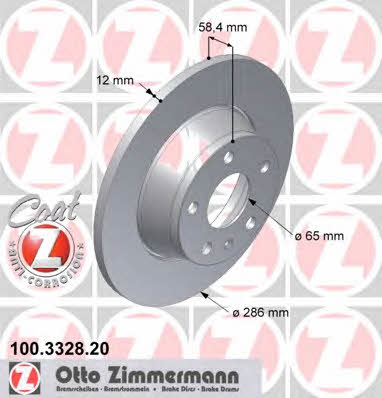 Otto Zimmermann 100.3328.20 Rear brake disc, non-ventilated 100332820: Buy near me in Poland at 2407.PL - Good price!