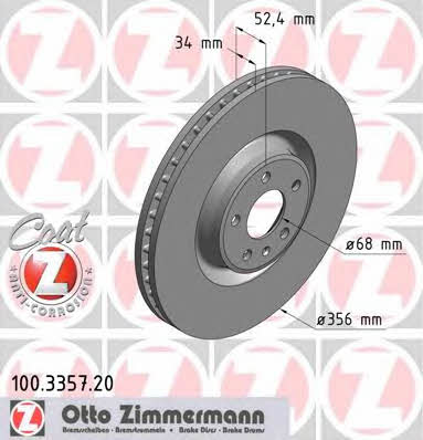Otto Zimmermann 100.3357.20 Front brake disc ventilated 100335720: Buy near me in Poland at 2407.PL - Good price!