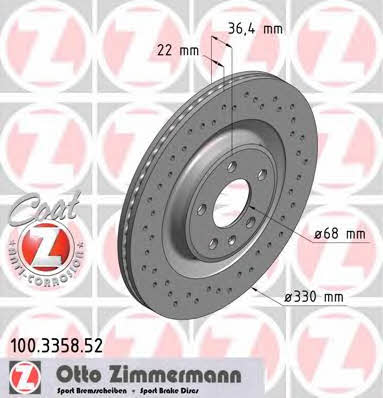 Otto Zimmermann 100.3358.52 Rear ventilated brake disc 100335852: Buy near me at 2407.PL in Poland at an Affordable price!
