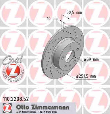 Otto Zimmermann 110.2208.52 Brake disc 110220852: Buy near me in Poland at 2407.PL - Good price!