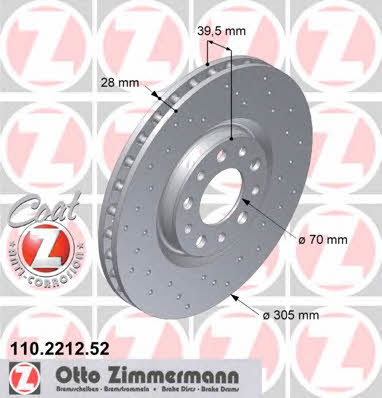Otto Zimmermann 110.2212.52 Front brake disc ventilated 110221252: Buy near me in Poland at 2407.PL - Good price!