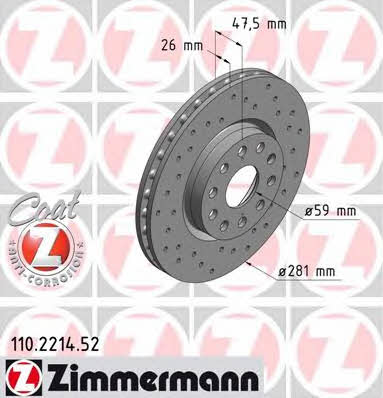 Otto Zimmermann 110.2214.52 Brake disc 110221452: Buy near me in Poland at 2407.PL - Good price!