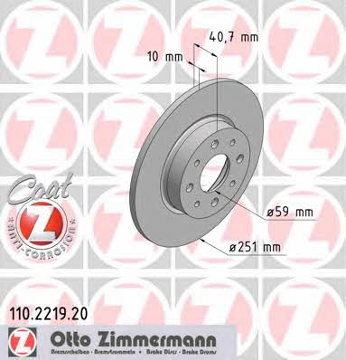 Otto Zimmermann 110.2219.20 Brake disc 110221920: Buy near me in Poland at 2407.PL - Good price!