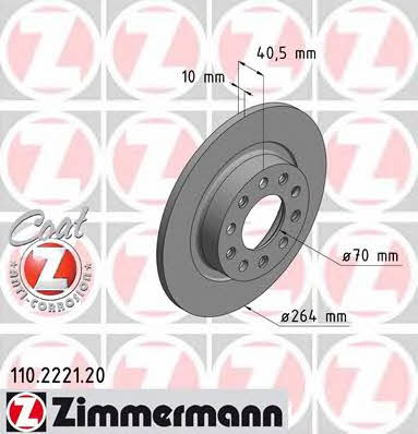 Otto Zimmermann 110.2221.20 Тормозной диск задний невентилируемый 110222120: Отличная цена - Купить в Польше на 2407.PL!