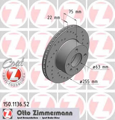 Otto Zimmermann 150.1136.52 Brake disc 150113652: Buy near me in Poland at 2407.PL - Good price!