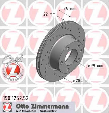 Otto Zimmermann 150.1252.52 Wentylowana przednia tarcza hamulcowa 150125252: Dobra cena w Polsce na 2407.PL - Kup Teraz!