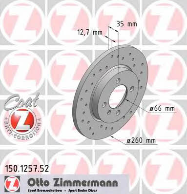 Otto Zimmermann 150.1257.52 Диск тормозной 150125752: Отличная цена - Купить в Польше на 2407.PL!