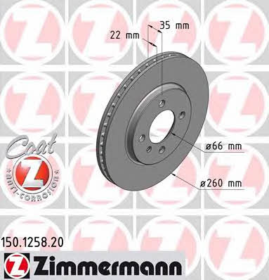 Otto Zimmermann 150.1258.20 Тормозной диск передний вентилируемый 150125820: Отличная цена - Купить в Польше на 2407.PL!