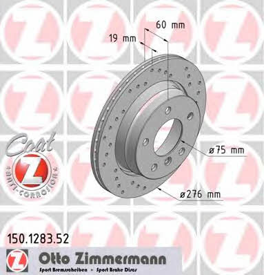 Otto Zimmermann 150.1283.52 Rear ventilated brake disc 150128352: Buy near me in Poland at 2407.PL - Good price!