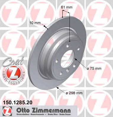 Otto Zimmermann 150.1285.20 Rear brake disc, non-ventilated 150128520: Buy near me in Poland at 2407.PL - Good price!