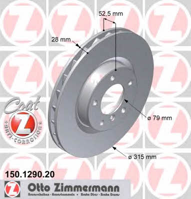 Otto Zimmermann 150.1290.20 Brake disc 150129020: Buy near me in Poland at 2407.PL - Good price!