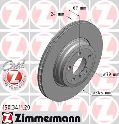 Otto Zimmermann 150.3411.20 Тормозной диск задний вентилируемый 150341120: Купить в Польше - Отличная цена на 2407.PL!