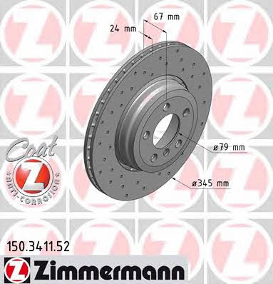 Otto Zimmermann 150.3411.52 Тормозной диск задний вентилируемый 150341152: Отличная цена - Купить в Польше на 2407.PL!