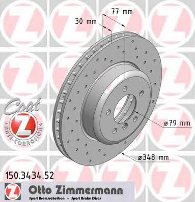 Otto Zimmermann 150.3434.52 Front brake disc ventilated 150343452: Buy near me in Poland at 2407.PL - Good price!
