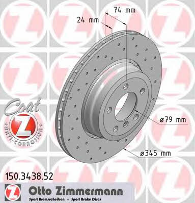 Otto Zimmermann 150.3438.52 Hintere belüftete Bremsscheibe 150343852: Kaufen Sie zu einem guten Preis in Polen bei 2407.PL!