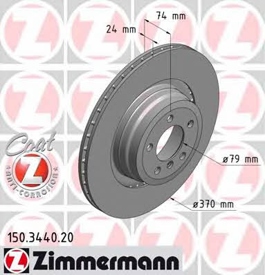Otto Zimmermann 150.3440.20 Тормозной диск задний вентилируемый 150344020: Отличная цена - Купить в Польше на 2407.PL!