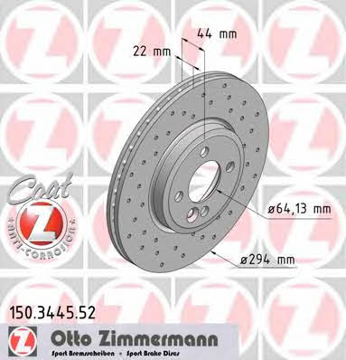 Otto Zimmermann 150.3445.52 Диск гальмівний передній вентильований 150344552: Приваблива ціна - Купити у Польщі на 2407.PL!
