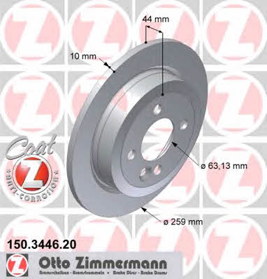 Otto Zimmermann 150.3446.20 Rear brake disc, non-ventilated 150344620: Buy near me in Poland at 2407.PL - Good price!