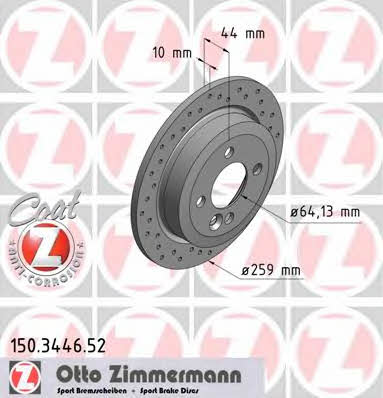 Otto Zimmermann 150.3446.52 Rear brake disc, non-ventilated 150344652: Buy near me in Poland at 2407.PL - Good price!