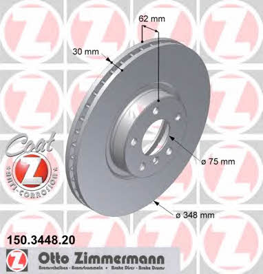 Otto Zimmermann 150.3448.20 Тормозной диск передний вентилируемый 150344820: Отличная цена - Купить в Польше на 2407.PL!