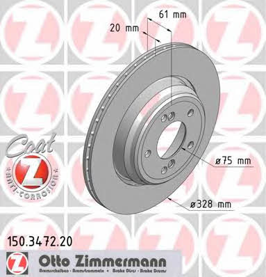 Otto Zimmermann 150.3472.20 Brake disc 150347220: Buy near me at 2407.PL in Poland at an Affordable price!