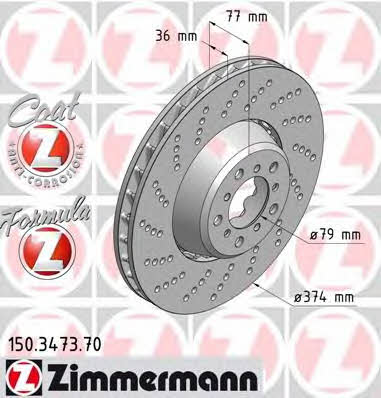 Otto Zimmermann 150.3473.70 Тормозной диск передний вентилируемый 150347370: Отличная цена - Купить в Польше на 2407.PL!