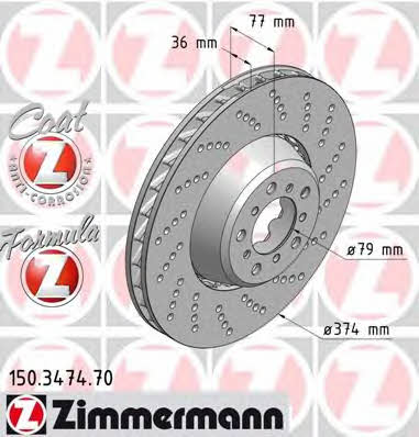 Otto Zimmermann 150.3474.70 Тормозной диск передний вентилируемый 150347470: Отличная цена - Купить в Польше на 2407.PL!