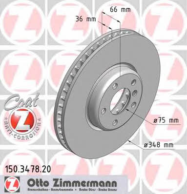 Otto Zimmermann 150.3478.20 Тормозной диск передний вентилируемый 150347820: Отличная цена - Купить в Польше на 2407.PL!