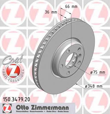 Otto Zimmermann 150.3479.20 Front brake disc ventilated 150347920: Buy near me in Poland at 2407.PL - Good price!