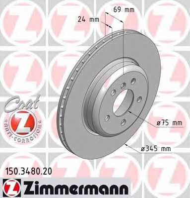 Otto Zimmermann 150.3480.20 Тормозной диск задний вентилируемый 150348020: Отличная цена - Купить в Польше на 2407.PL!