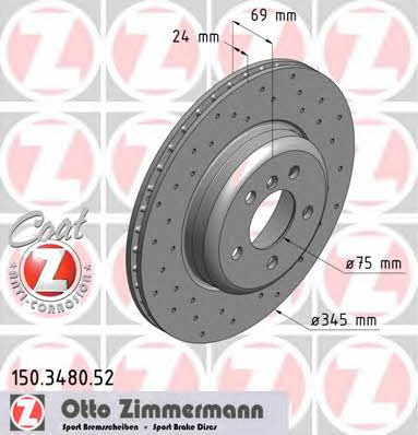 Otto Zimmermann 150.3480.52 Wentylowana tarcza hamulcowa z tyłu 150348052: Dobra cena w Polsce na 2407.PL - Kup Teraz!