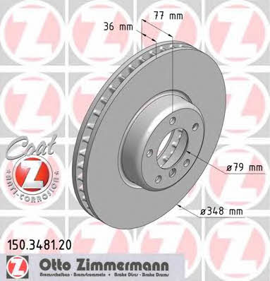 Otto Zimmermann 150.3481.20 Front brake disc ventilated 150348120: Buy near me in Poland at 2407.PL - Good price!